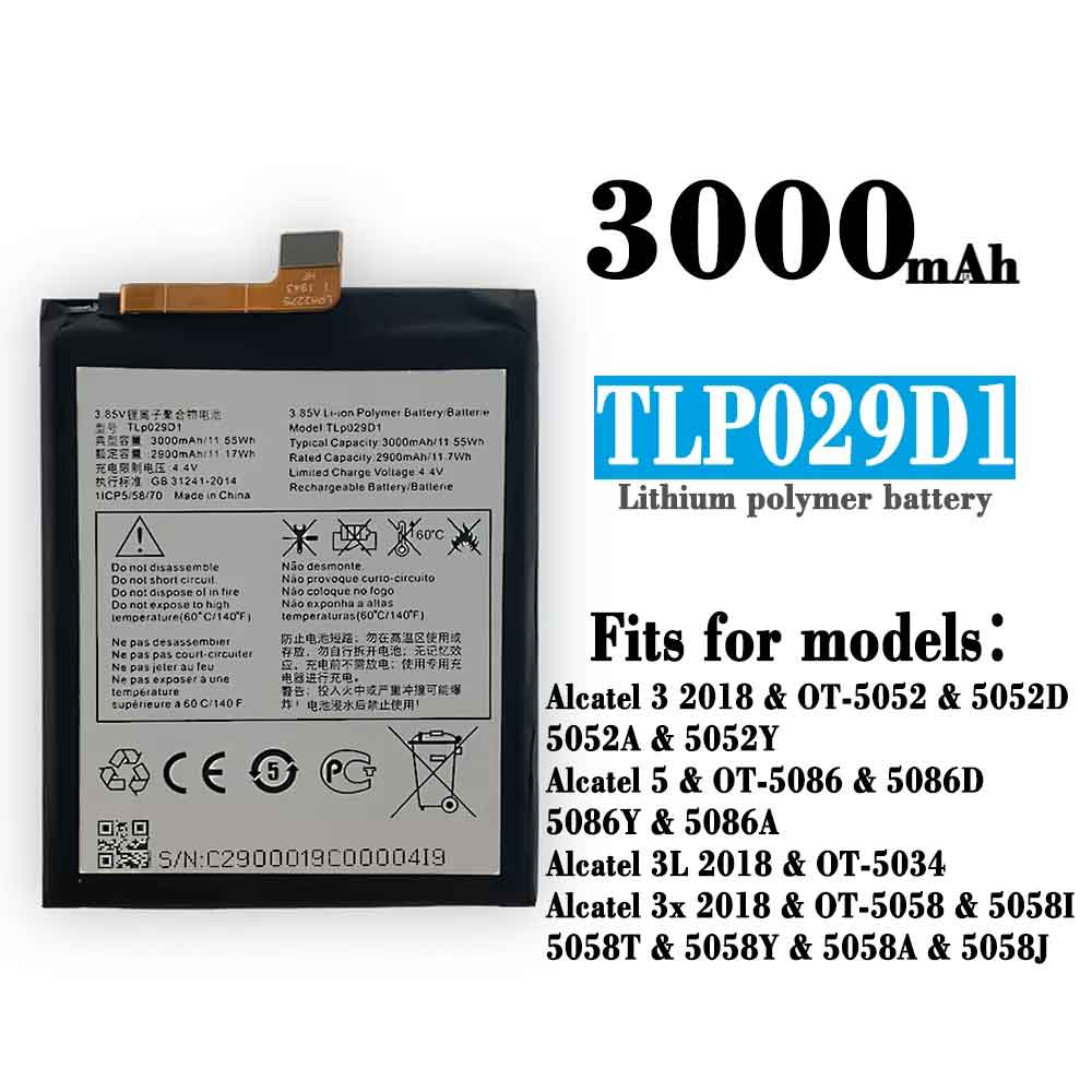 Batería para ALCATEL OneTouch-OT-800/802-799A/alcatel-tlp029d1